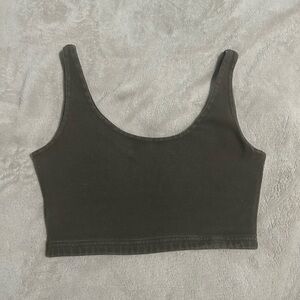 Women’s Brown Scoop Neck Crop Tank Top